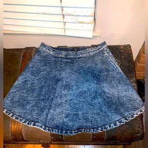 Acid wash skater denim skirt